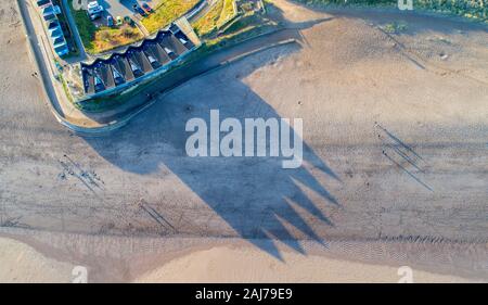 The North Sea Observatory on the beach at Chapel St Leonards, Lincolnshire, UK. Drone shot by PfCO approved photographer Stock Photo