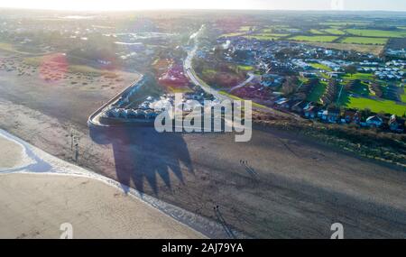 The North Sea Observatory on the beach at Chapel St Leonards, Lincolnshire, UK. Drone shot by PfCO approved photographer Stock Photo