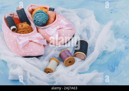 multi-colored threads for sewing and knitting Stock Photo