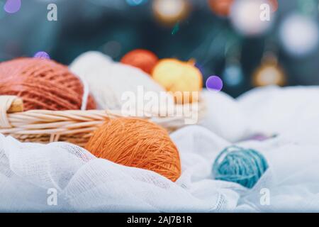 multi-colored threads for sewing and knitting Stock Photo