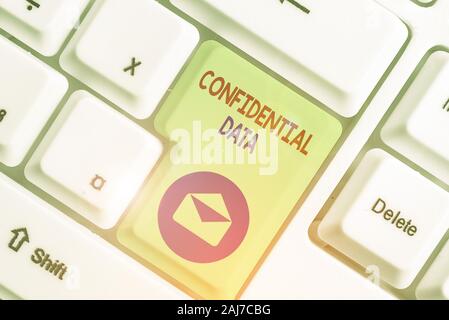 Handwriting text Confidential Data. Conceptual photo information that is not available to the general public Stock Photo