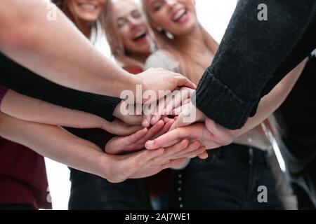 close up. smiling interns doctors showing thumbs up. Stock Photo