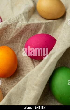 selective focus. Painted chicken eggs Stock Photo