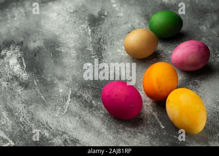 selective focus. Painted chicken eggs Stock Photo