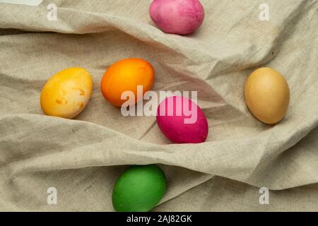 selective focus. Painted chicken eggs Stock Photo
