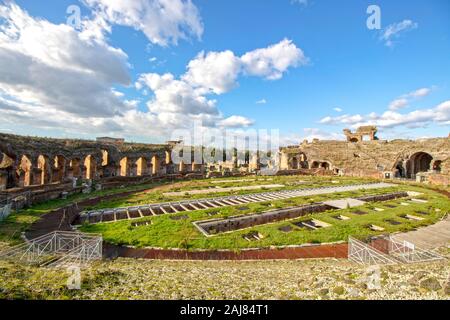 Roman amphiteathre in the city of Capua, second only to the Colosseum in size, it  the location of the first and most famous gladiator school and  the Stock Photo