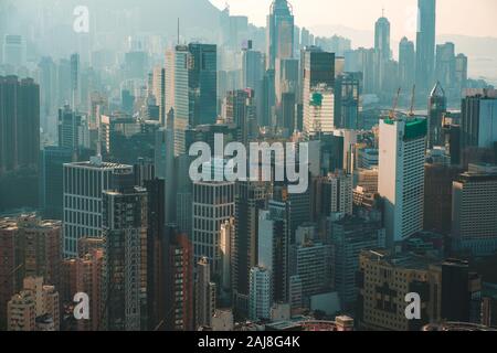 Hong kong - November, 2019: Skyline / Skyscraper buildings in downtown business district of HongKong Stock Photo