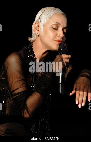 Portugese Fado singer, Mariza (Marisa dos Reis Nunes) performing at the WOMAD festival, Charlton Park, nr Malmesbury, Wiltshire, UK. 29 July 2007 Stock Photo