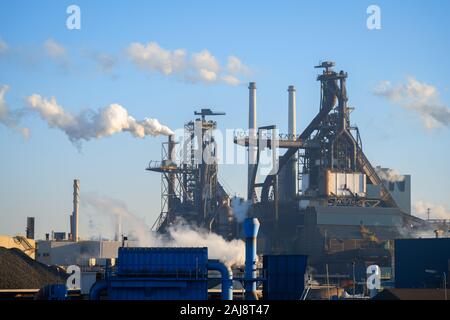 Dutch blast furnaces from Tata Steel in IJmuiden close to the Dutch coast Stock Photo