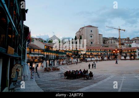 Plaza Mayor at dusk. Chinchon, Madrid province, Spain. Stock Photo