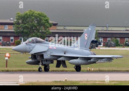 Royal Air Force (RAF) Eurofighter EF-2000 Typhoon FGR4 multirole fighter aircraft ZJ927 from No.29(R) at RAF Coningsby.
