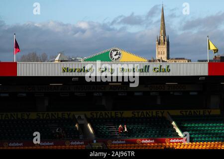 View of Carrow Road Stadium before the Premier League match between Norwich City and Wolverhampton Wanderers in Norwich.Final Score; Norwich City 1:2 Wolverhampton Wanderers. Stock Photo