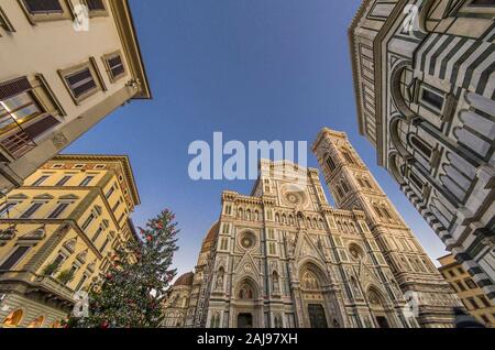 Florence - facade of Duomo cathedral during Christmas Stock Photo