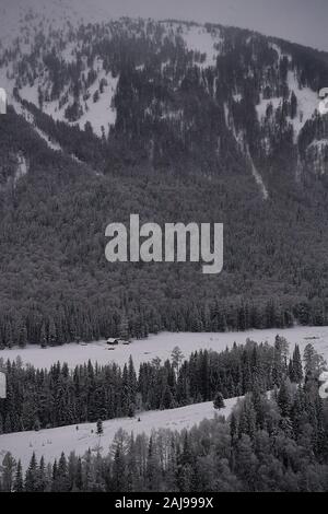 Altay. 2nd Jan, 2020. Photo taken on Jan. 2, 2020 shows winter scenery of the moon bay at Kanas scenic area in Altay, northwest China's Xinjiang Uygur Autonomous Region. Credit: Song Yanhua/Xinhua/Alamy Live News Stock Photo