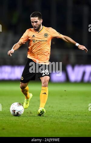 Turin, Italy. 22 August, 2019: Joao Moutinho of Wolverhampton Wanderers FC in action during the UEFA Europa League playoff football match between Torino FC and Wolverhampton Wanderers FC. Wolverhampton Wanderers FC won 3-2 over Torino FC. Credit: Nicolò Campo/Alamy Live News Stock Photo