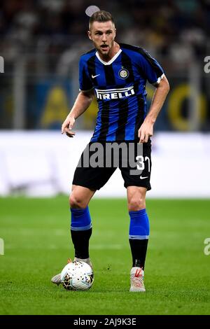 Milan, Italy. 14 September, 2019: Milan Skriniar of FC Internazionale in action during the Serie A football match between FC Internazionale and Udinese Calcio. FC Internazionale won 1-0 over Udinese Calcio. Credit: Nicolò Campo/Alamy Live News Stock Photo