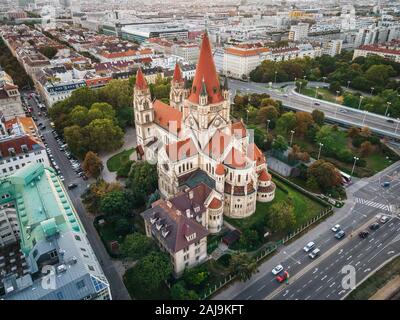 Vienna, Austria, aerial view of Saint Francis of Assisi Church. Stock Photo