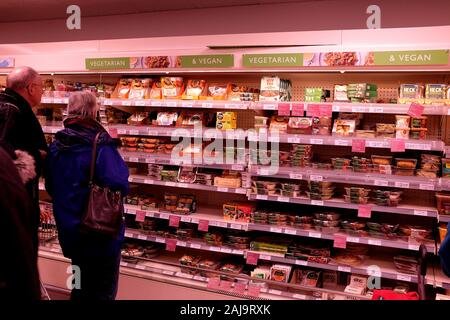 vegan and vegetarian food section in waitrose supermarket ramsgate town east kent uk january 2020 Stock Photo