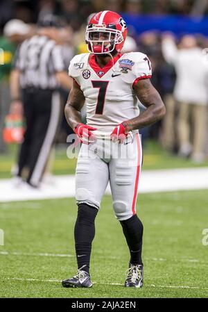 January 01, 2020: Georgia running back D'Andre Swift (7) during pregame of  NCAA Football game action between the Georgia Bulldogs and the Baylor Bears  at Mercedes-Benz Superdome in New Orleans, Louisiana. Georgia