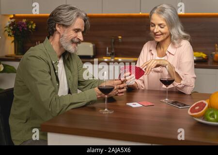 Male playing a game with his wife Stock Photo