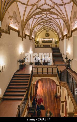 Hotel & Spa Monasterio de Piedra, Nuévalos, Zaragoza Province, Aragon, Spain.  The hotel has been constructed within a 13th century Cistercian monaste Stock Photo