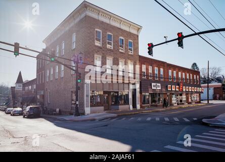 Street Corner in Fayetteville West Virginia on a Sunny Day Stock Photo