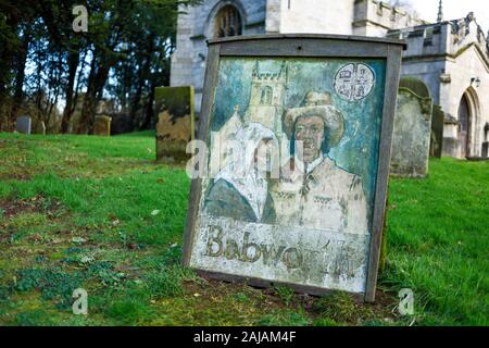 Babworth Church and Graveyard information board on Pilgrim Fathers and Parson Richard Clyfton. Stock Photo