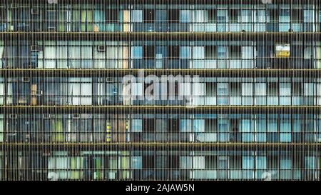 Close up of facade of office building in Brasilia, capital of Brazil. Modern urban architecture background. Stock Photo