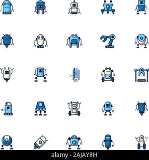bundle of robots cyborg set icons Stock Vector