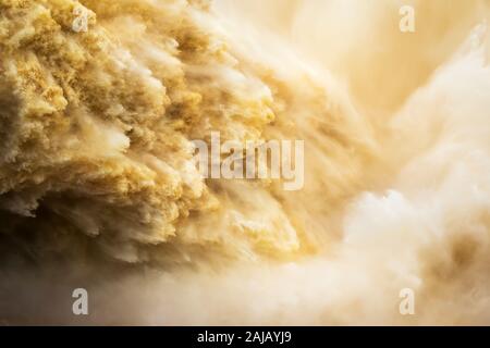 Close up of water spillway at Itaipu Dam on the border of Brazil and Paraguay. Stock Photo