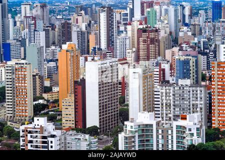 Aerial view of Curitiba cityscape, Parana State, Brazil. Stock Photo