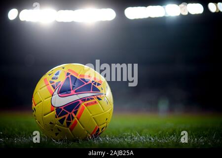 Turin, Italy - 21 December, 2019: Nike Merlin Hi-Vis, official Serie A match ball, is seen during the Serie A football match between Torino FC and SPAL. SPAL won 2-1 over Torino FC. Credit: Nicolò Campo/Alamy Live News Stock Photo