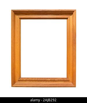 oak wooden brown wide picture frame cutout on white background Stock Photo