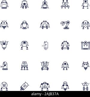 bundle of robots cyborg set icons Stock Vector