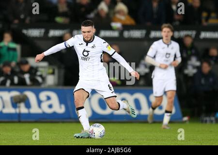 Swansea, UK. 02nd Jan, 2020. Matt Grimes of Swansea city in action.EFL Skybet championship match, Swansea city v Charlton Athletic at the Liberty Stadium in Swansea, South Wales on Thursday 2nd January 2020. this image may only be used for Editorial purposes. Editorial use only, license required for commercial use. No use in betting, games or a single club/league/player publications. pic by Andrew Orchard/Andrew Orchard sports photography/Alamy Live news Credit: Andrew Orchard sports photography/Alamy Live News Stock Photo