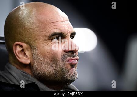 Milan, Italy - 06 November, 2019: Josep Guardiola, head coach of Manchester City FC, reacts prior to the UEFA Champions League football match between Atalanta BC and Manchester City FC. The match ended in a 1-1 tie. Credit: Nicolò Campo/Alamy Live News