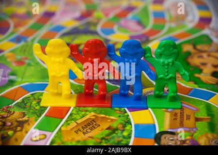 Woodbridge, NJ - January 3, 2020: A closeup view of the classic family board game, Candy Land. Stock Photo