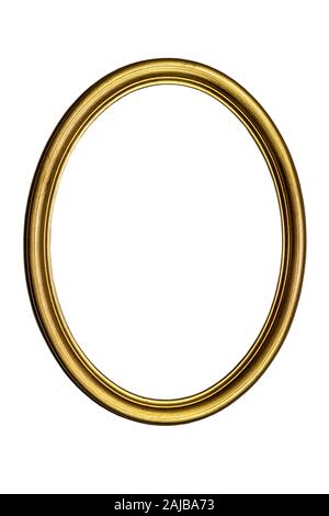 antique gilded oval picture frame isolated on white Stock Photo