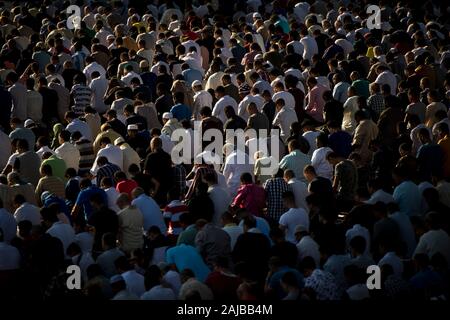 Turin, Italy - 21 August, 2018: Members of the Muslim community pray in 'Parco Dora' as part of Eid al-Adha celebrations. Eid al-Adha, also called the 'Festival of Sacrifice', is the second of two Islamic holidays celebrated worldwide each year. Credit: Nicolò Campo/Alamy Live News Stock Photo