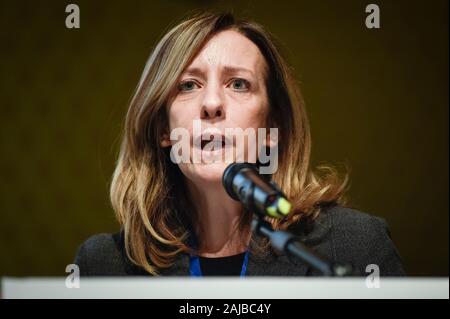 Turin, Italy - 15 November, 2019: Silvia Vono speaks on stage during 'Shock!' meeting. 'Shock!' is a meeting organized by the political party Italia Viva to discuss how to improve Italian economy. Credit: Nicolò Campo/Alamy Live News Stock Photo