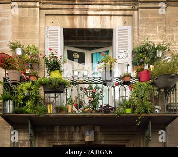 Close up shot of an old balcony in Avignon Stock Photo
