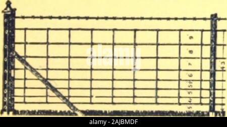C Jennings & Co : price list--issued--March 1st, 1913. . id. per yard. Before writing out en Enquiry or Order, kindly reed through Pages 1 to 8. 230 CONSOLIDATED WOVEN WIRE FENCING, with Iron Standards. No. 5130 has consolidated fencing2 ft. 2 in. wide, with seven horizontalwires, top and bottom No. 9 W.G., reslNo. 11 W.G., and verticals No. 1 W.G., 6 in. apart, two lines o! galvanized solid wire above, top No. Inext No. 8 (top can be barbed, it pre ferred, at s e price); 1 on stan-dards i &gt; i 1 x ,&gt;. in. for driving 2 it.in ground u it. apart, and one wrong hi iron straining pillar pe Stock Photo