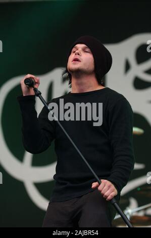 Bologna Italy, from 12-13 June 2004, Music Festival  live concerts 'Flippaut Festival' at the Arena Parco Nord of Bologna : the singer of  The Rasmus Lauri Ylonen during the concert Stock Photo