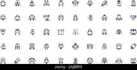 bundle of robots cyborg set icons Stock Vector