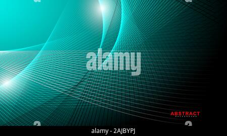 abstarct geometric background. Glowing line wave on dark. New texture for your design. Stock Vector