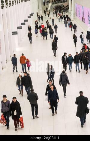 The Corridor between Westfield World Trade Center to Brookfield Place is a shopping complex, NYC, USA Stock Photo