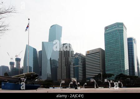 Yeoeuido-dong, Seoul: Financial District with IFC and other building complexes at Yeoeuido-dong, Seoul, South Korea. Stock Photo
