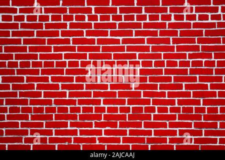 Texture of new red brick wall with white seams Stock Photo