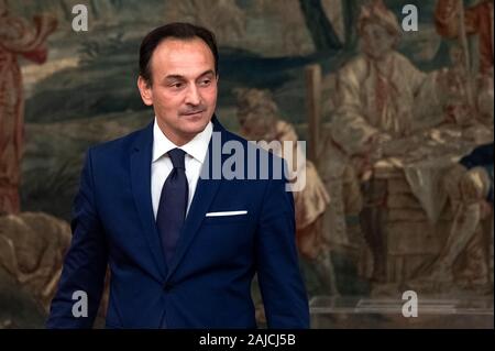 Turin, Italy - 01 July, 2019: Alberto Cirio, President of Piedmont, looks on during the first session of the new Regional Council of Piedmont. The Piedmont region elected the new Regional Council with the vote of May 26th, 2019. Credit: Nicolò Campo/Alamy Live News Stock Photo