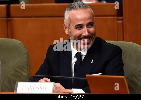 Turin, Italy - 01 July, 2019: Fabio Carosso, assessor of the Piedmont region, smiles during the first session of the new Regional Council of Piedmont. The Piedmont region elected the new Regional Council with the vote of May 26th, 2019. Credit: Nicolò Campo/Alamy Live News Stock Photo